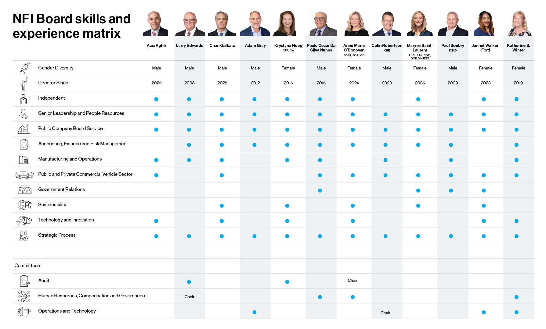 NFI Board and experience matrix