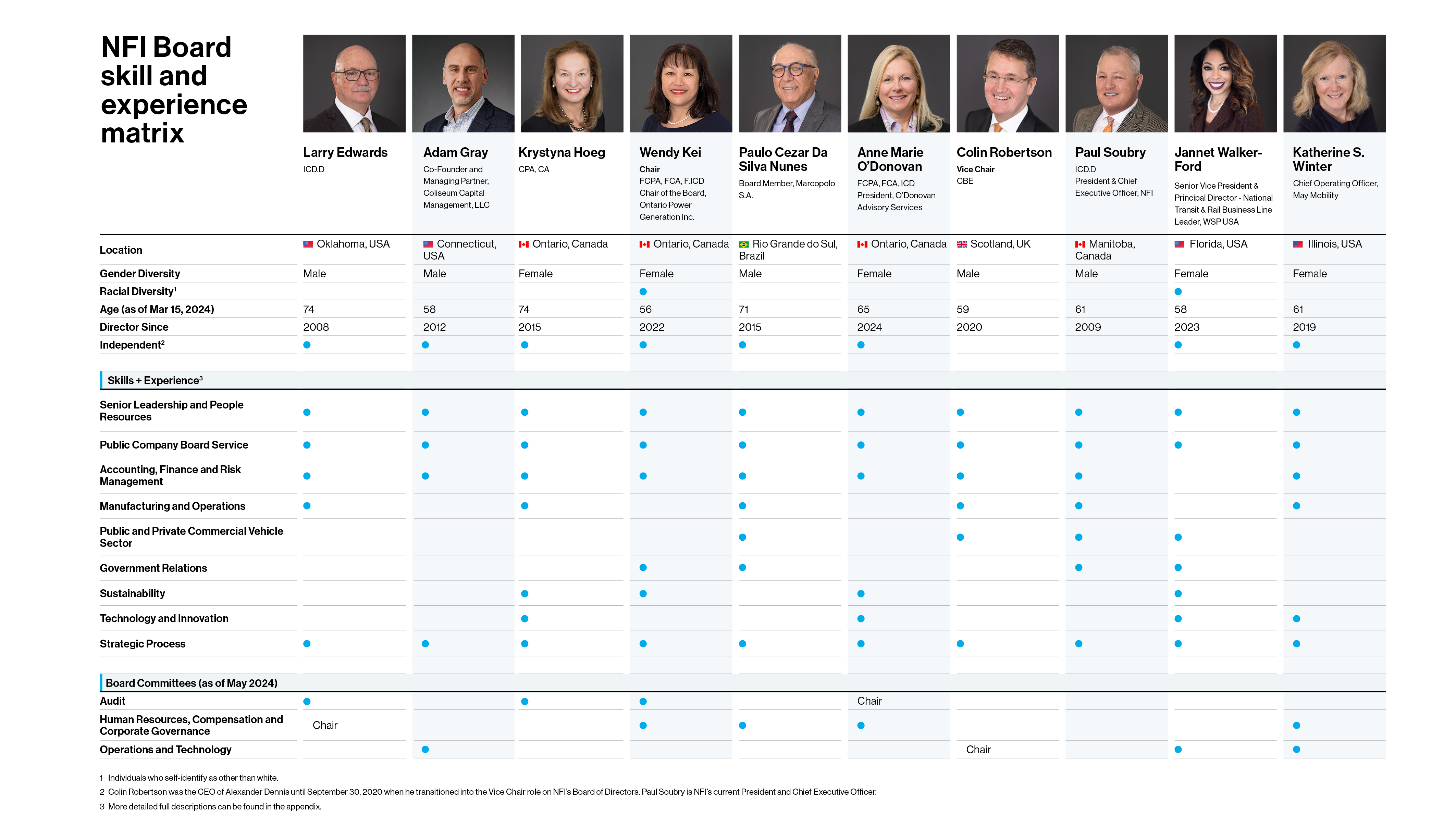 Board of Directors Skills Matrix